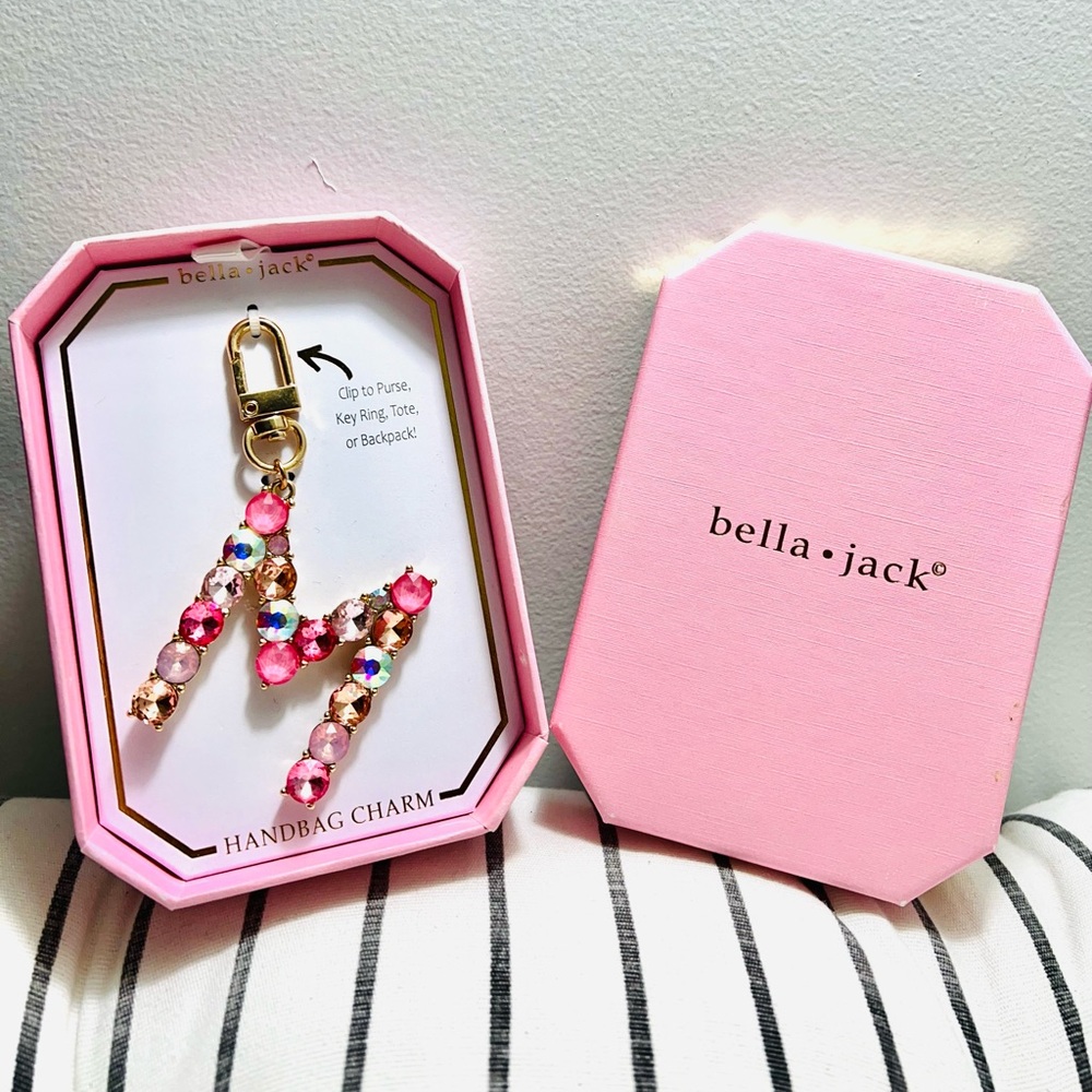 Handbag Charm Keychain Letter M NEW Pink Diamond